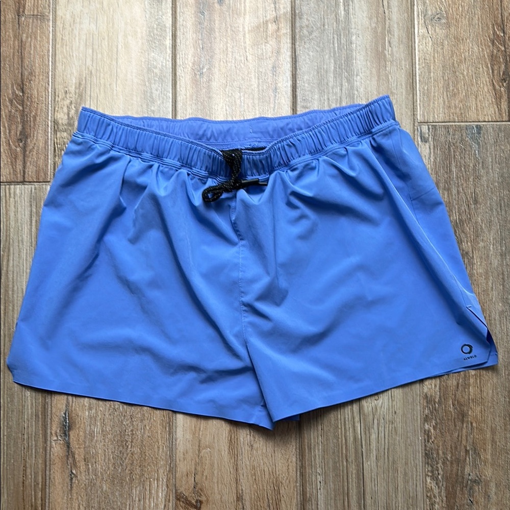 Blue Athletic Performance Shorts with Elastic Waistband Lined -B